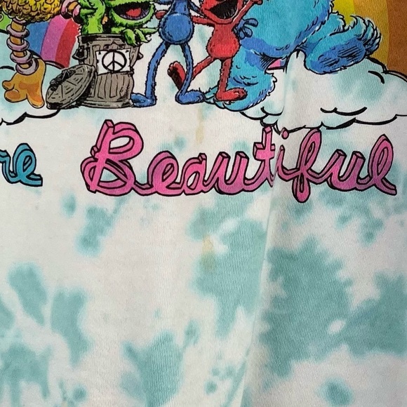 SESAME STREET "All Colors are Beautiful" Tie Dye Sweatshirt Large Cookie Monster - Picture 14 of 14